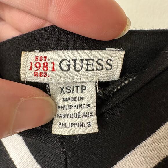 XS Guess Black White Striped Spaghetti Strap Maxi Dress Preppy Y2K Retro Resort - Picture 5 of 8